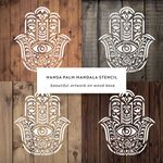 Casa si Gradina - Decoratiuni - DIY - Sabloane decorative pereti - Sablon Perete vopsire, tencuiala x0.7mm Hamsa Palm Mandala Refolosibil, model MXSP7143, 100 x 100 mm - Infinity.ro