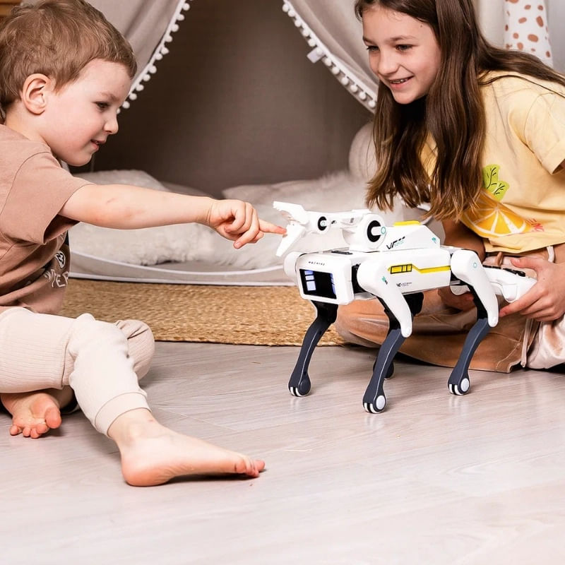 Jucarii, Copii si Bebe - Jucarii si jocuri - Vehicule si jucarii cu telecomanda - Roboti de jucarie - Robot Caine Inteligent iUni 8008 cu Cleste de Prindere, Control Telecomanda, Comenzi Vocale, Programabil - Infinity.ro
