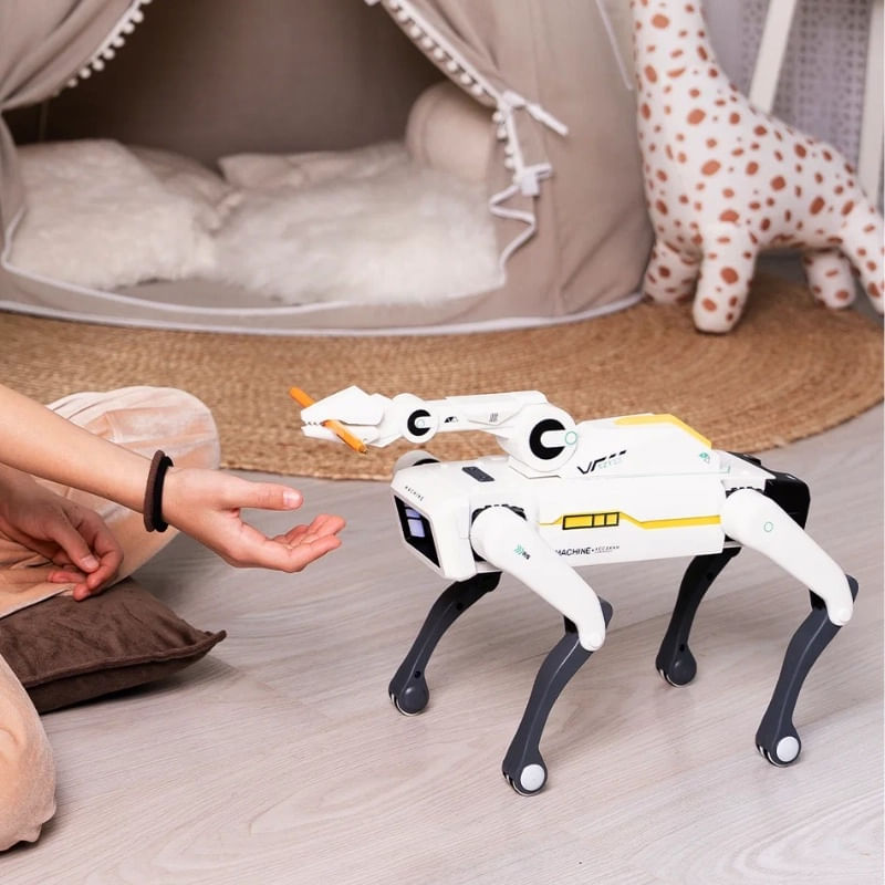 Jucarii, Copii si Bebe - Jucarii si jocuri - Vehicule si jucarii cu telecomanda - Roboti de jucarie - Robot Caine Inteligent iUni 8008 cu Cleste de Prindere, Control Telecomanda, Comenzi Vocale, Programabil - Infinity.ro