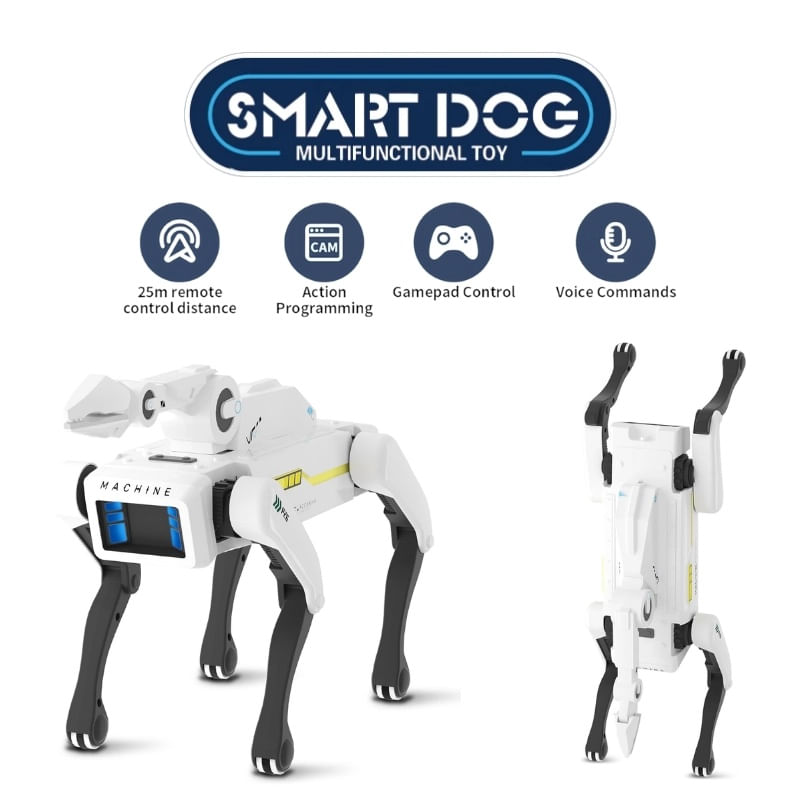 Jucarii, Copii si Bebe - Jucarii si jocuri - Vehicule si jucarii cu telecomanda - Roboti de jucarie - Robot Caine Inteligent iUni 8008 cu Cleste de Prindere, Control Telecomanda, Comenzi Vocale, Programabil - Infinity.ro