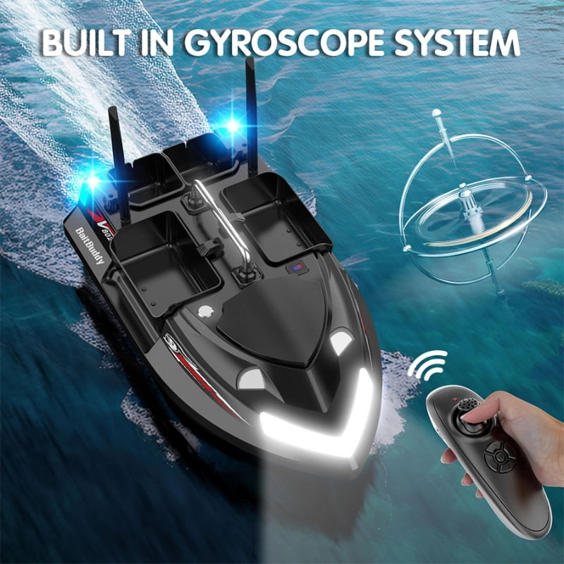 Jucarii, Copii si Bebe - Jucarii si jocuri - Vehicule si jucarii cu telecomanda - Barci cu telecomanda - Barca Plantat, Nadit si Momit iUni V802, 18000mAh, 4 cuve, 3kg, 500m, 15km/h, Telecomanda 2.4GHz, Negru - Infinity.ro