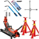 Auto si Moto - Reparatii si depanare - Scule auto - Echipamente de ridicare si sprijin - Pachet complet pentru schimbat roti, cric hidraulic 2,5T,100-400 mm, capre auto 3T si chei V80105+TA129+V80091+TA1073 - Infinity.ro
