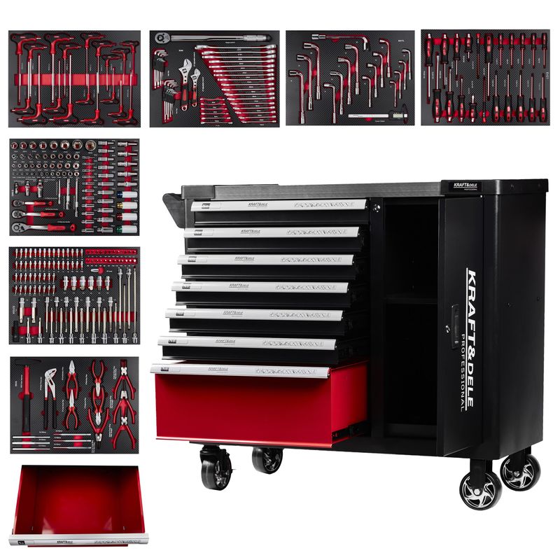 Casa si Gradina - Constructii - Depozitare, transport si protectie - Organizatoare si cutii scule - Dulap scule, Kraft&Dele, 299 piese, 7 sertare, KD1068 - Infinity.ro