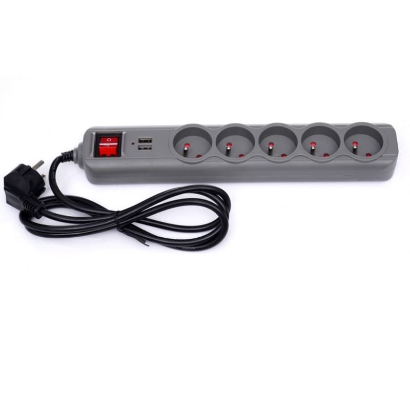 Casa si Gradina - Electrice - Accesorii electrice - Prelungitoare, triple, fise - Prelungitor electric, Kraft&Dele, KD4033, 1.5m, 5 prize, 2 USB - Infinity.ro