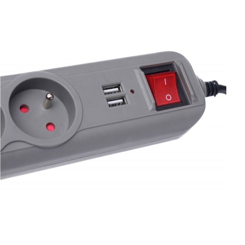 Casa si Gradina - Electrice - Accesorii electrice - Prelungitoare, triple, fise - Prelungitor electric, Kraft&Dele, KD4033, 1.5m, 5 prize, 2 USB - Infinity.ro