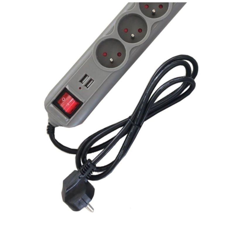 Casa si Gradina - Electrice - Accesorii electrice - Prelungitoare, triple, fise - Prelungitor electric, Kraft&Dele, KD4033, 1.5m, 5 prize, 2 USB - Infinity.ro