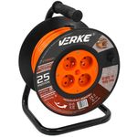 Casa si Gradina - Electrice - Accesorii electrice - Prelungitoare, triple, fise - Prelungitor rola, Verke, 25m, 4 prize, 3x1mm, V70001 - Infinity.ro