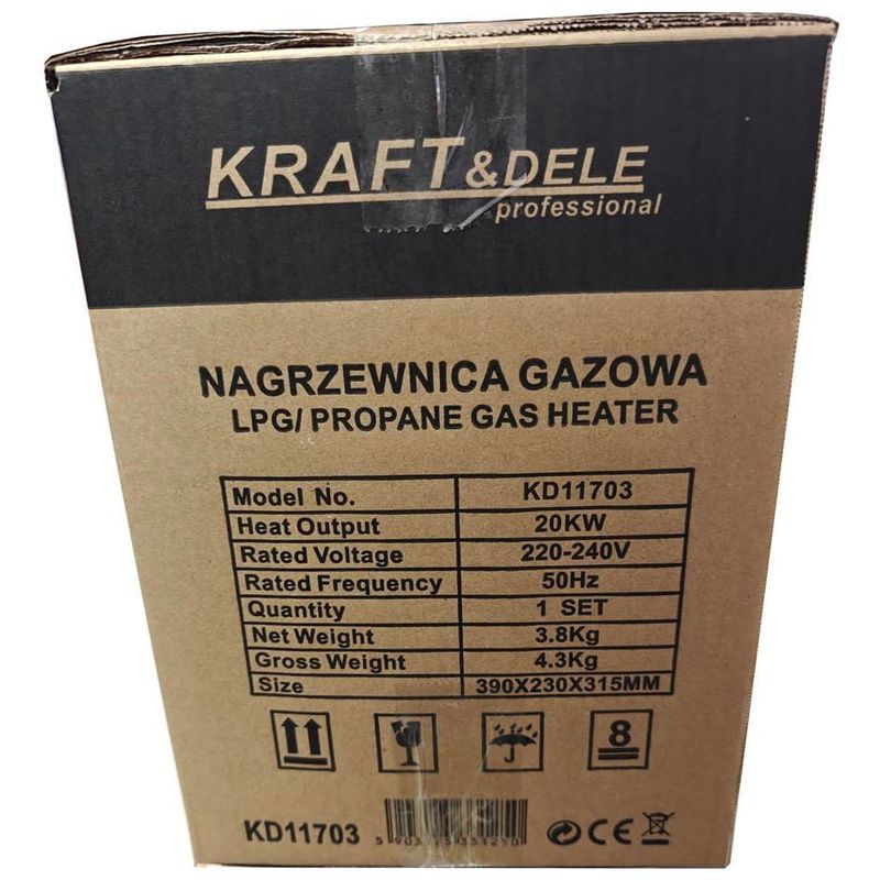 Casa si Gradina - Electrice - Echipamente electrice - Aeroterme industriale - Set pentru incalzire tun de caldura pe gaz 20kw si prelungitor 30M, d11703+v70102 - Infinity.ro