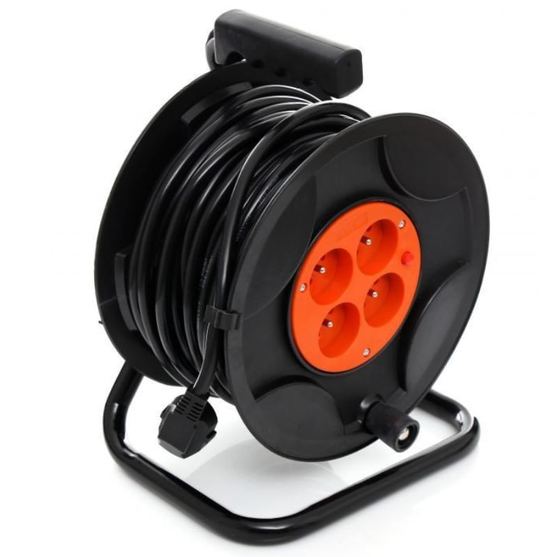 Casa si Gradina - Electrice - Accesorii electrice - Prelungitoare, triple, fise - Prelungitor cu tambur, Kraft&Dele, 50m, 4 prize, 3×2,5 mm, 16A, KD4018 - Infinity.ro