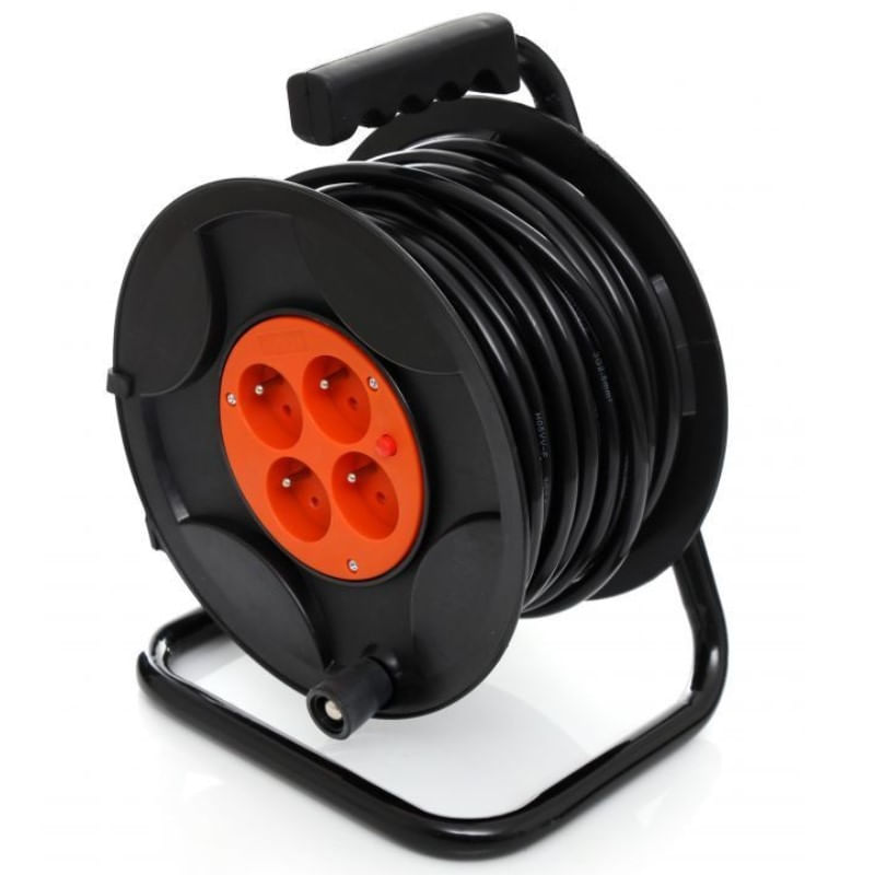 Casa si Gradina - Electrice - Accesorii electrice - Prelungitoare, triple, fise - Prelungitor cu tambur, Kraft&Dele, 50m, 4 prize, 3×2,5 mm, 16A, KD4018 - Infinity.ro