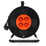 Casa si Gradina - Electrice - Accesorii electrice - Prelungitoare, triple, fise - Prelungitor cu tambur, Kraft&Dele, 50m, 4 prize, 3×2,5 mm, 16A, KD4018 - Infinity.ro