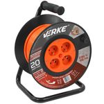 Casa si Gradina - Electrice - Accesorii electrice - Prelungitoare, triple, fise - Prelungitor pe rola cu tambur, Verke, 20m, 4 prize, 3x1mm, V70000 - Infinity.ro