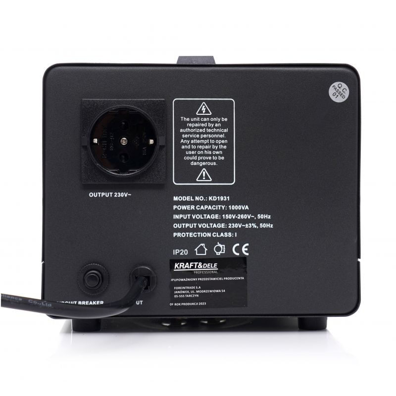 Casa si Gradina - Electrice - Accesorii electrice - Stabilizatoare tensiune si ups - Stabilizator de tensiune, AVR 1000VA 230V, KD1931, Kraft&Dele - Infinity.ro