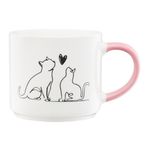 Casa si Gradina - Bucatarie si vesela - Cani si pahare - Cani si cesti - Cana AMBITION Mrau, 510ml, portelan, model pisici, maner roz - Infinity.ro