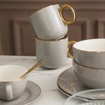 Casa si Gradina - Bucatarie si vesela - Vesela si tacamuri - Vesela pentru servire - Farfurioara suport ceasca 15.5cm, portelan, gri, AMBITION Royal - Infinity.ro