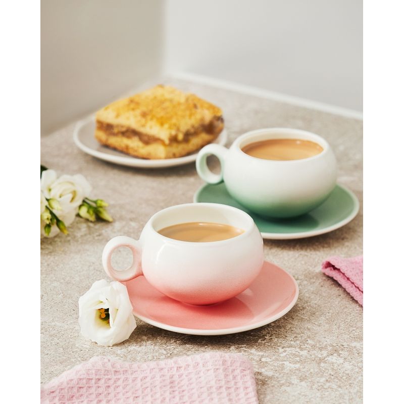 Casa si Gradina - Bucatarie si vesela - Vesela si tacamuri - Vesela pentru servire - Farfurioara suport ceasca AMBITION Bella, 14cm, roz, portelan - Infinity.ro