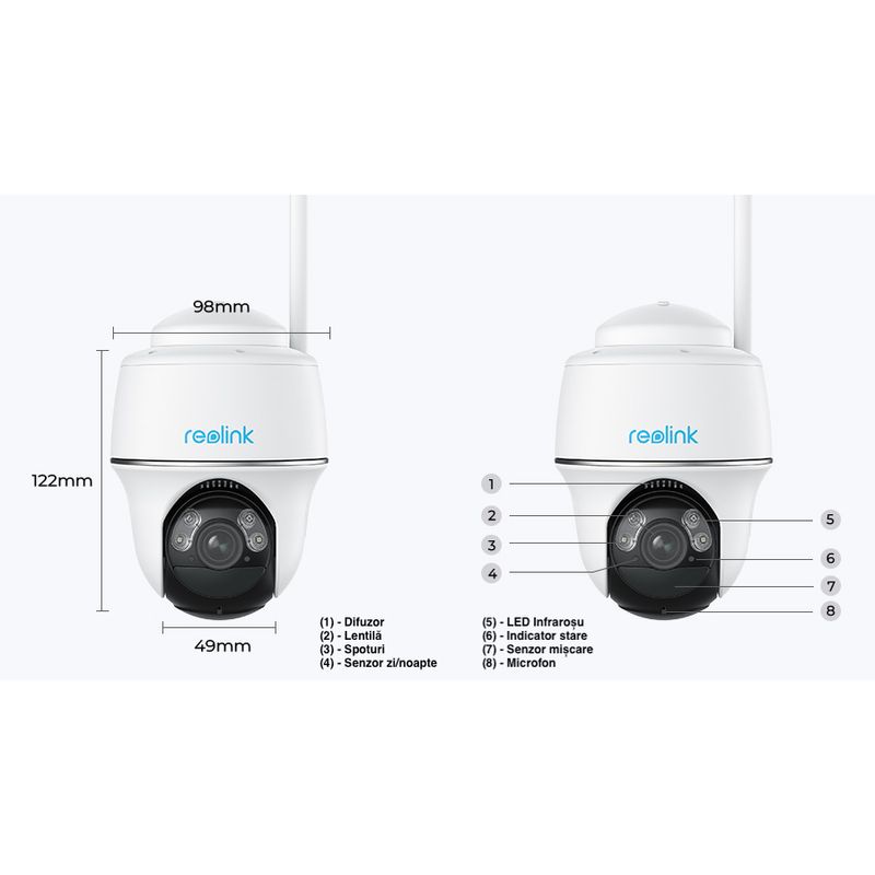 Casa si Gradina - Electrice - Smart Home - Camere de supraveghere - Pachet camera de supraveghere cu Card MicroSD 64 GB, Reolink Argus PT Ultra WIFI, 4K / 8MP - Infinity.ro