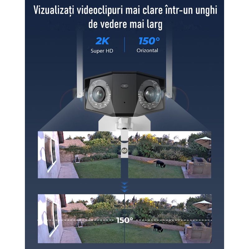 Casa si Gradina - Electrice - Smart Home - Camere de supraveghere - Camera de supraveghere Reolink DUO 2 WIFI cu lentile duble, rezolutie de 8MP, detectare Persoana/Vehicul - Infinity.ro