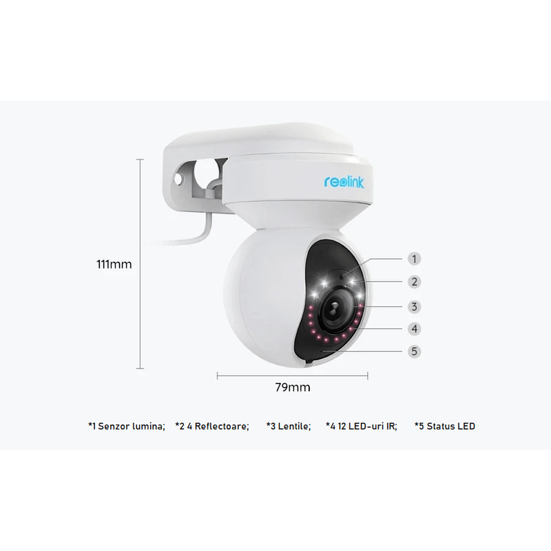 Casa si Gradina - Electrice - Smart Home - Camere de supraveghere - Camera de supraveghere Reolink E1 Outdoor cu PTZ, WIFI, Auto Tracking, rezolutie 5MP Super HD - Infinity.ro