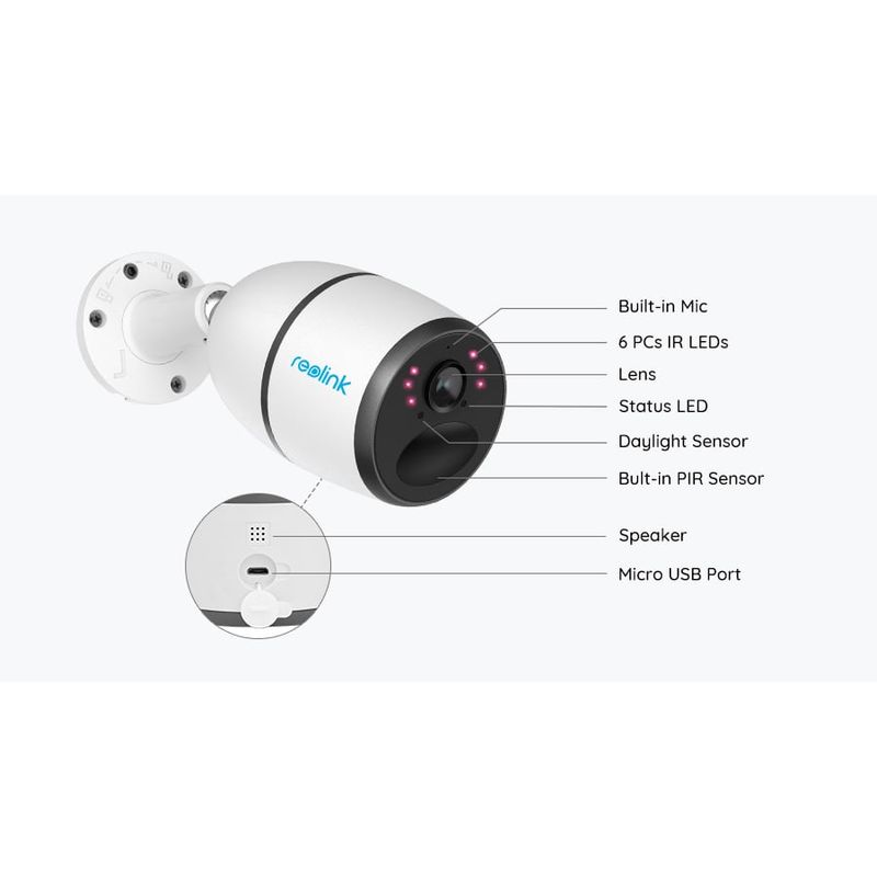 Casa si Gradina - Electrice - Smart Home - Camere de supraveghere - Pachet camera de supraveghere cu Card MicroSD 64 GB, Reolink Go Plus, 4G cu baterie reincarcabila, rezolutie 4 MP, - Infinity.ro