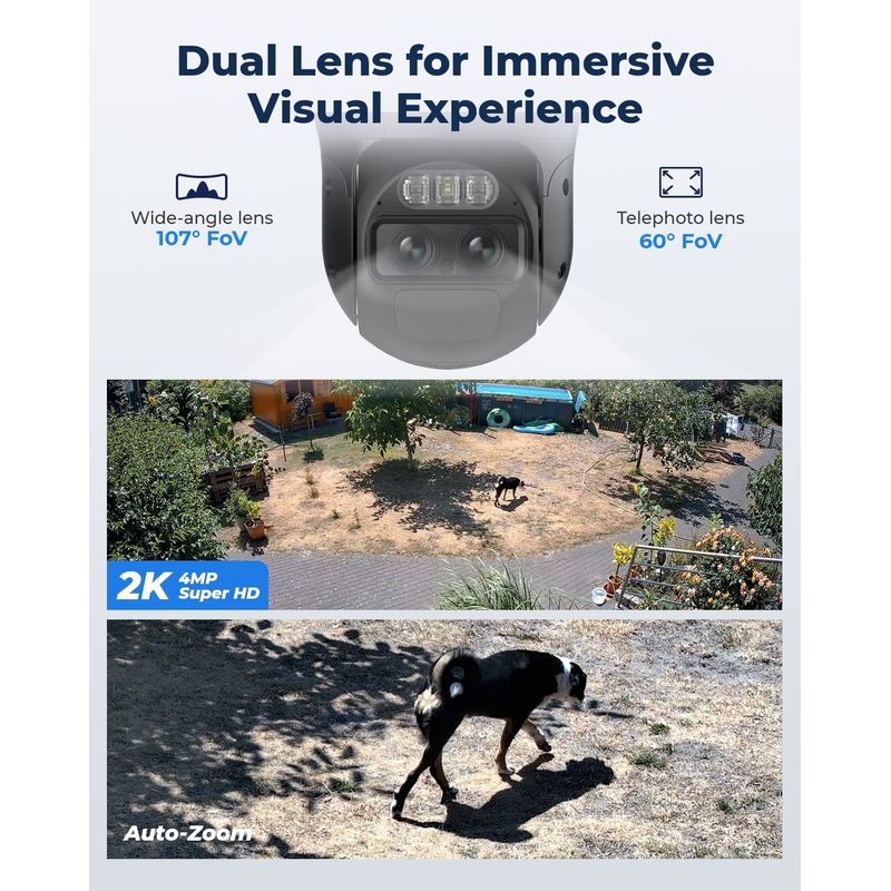 Casa si Gradina - Electrice - Smart Home - Camere de supraveghere - Camera de supraveghere Reolink TrackMix cu panou solar, WIFI, 4MP, detectare persoana/vehicul, doua obiective - Infinity.ro