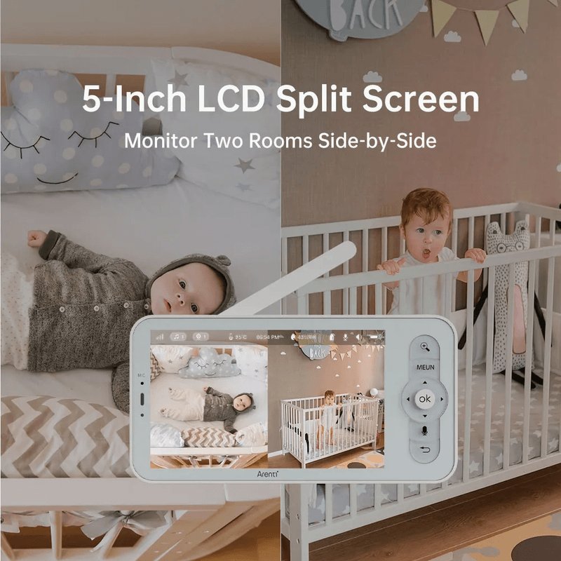 Casa si Gradina - Mobilier - Mobilier copii - Monitoare video copii - Monitor pentru bebelusi Arenti AInanny 2K UHD Video cu rotatie si inclinare, cu ecran LCD de 5 inch - Infinity.ro