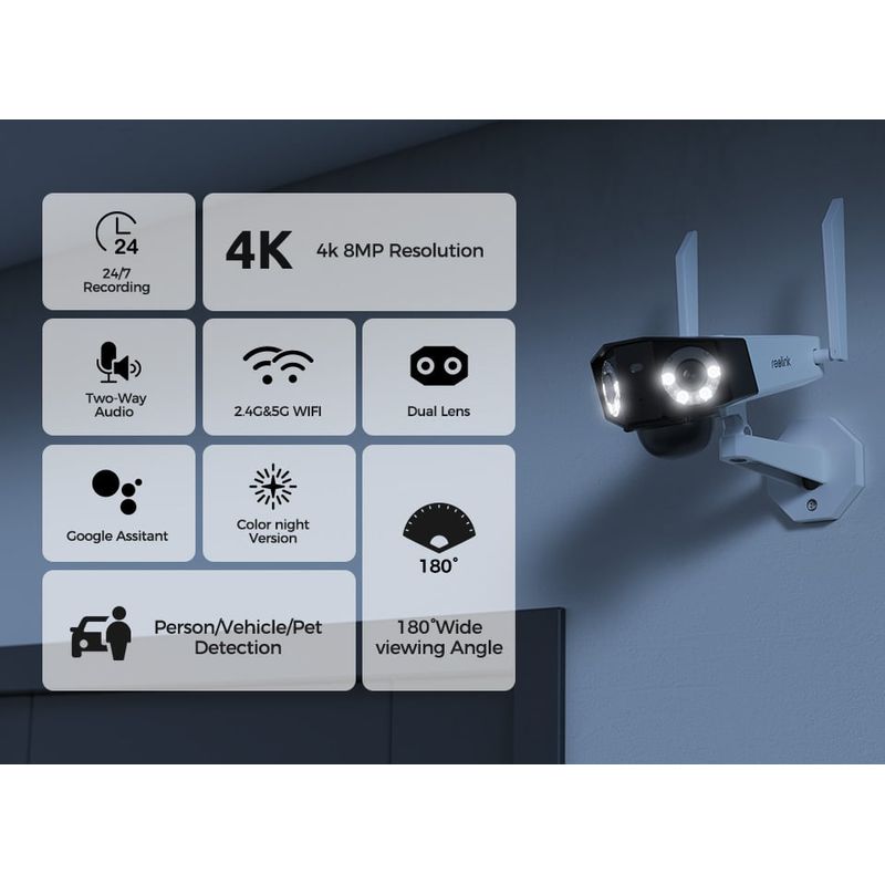 Casa si Gradina - Electrice - Smart Home - Camere de supraveghere - Camera de supraveghere Reolink W730, WIFI cu lentile duble, rezolutie de 8MP, detectare Persoana/Vehicul - Infinity.ro