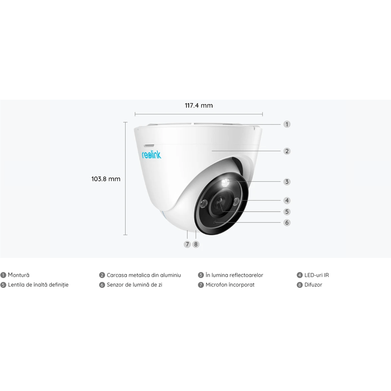 Casa si Gradina - Electrice - Smart Home - Camere de supraveghere - Camera de supraveghere Reolink P434 cu AI, detectare Persoana/Vehicul, zoom optic 3x, rezolutie de 8MP (4K) - Infinity.ro