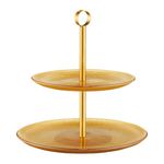 Casa si Gradina - Bucatarie si vesela - Vesela si tacamuri - Vesela desert - Suport prajituri etajat AMBITION Serve, 2 nivele, sticla, auriu - Infinity.ro