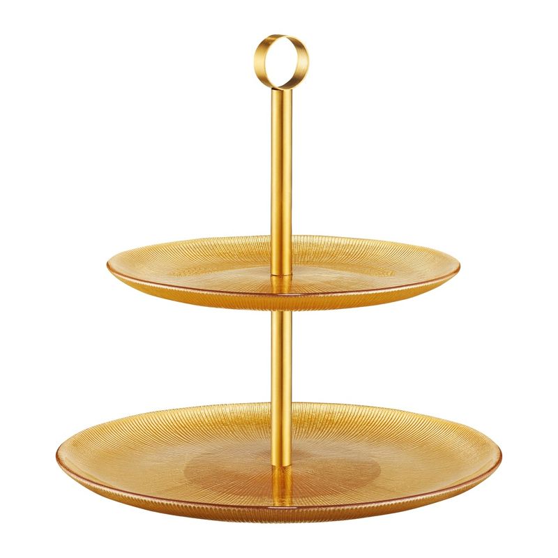 Casa si Gradina - Bucatarie si vesela - Vesela si tacamuri - Vesela desert - Suport prajituri etajat AMBITION Serve, 2 nivele, sticla, auriu - Infinity.ro