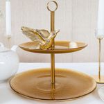 Casa si Gradina - Bucatarie si vesela - Vesela si tacamuri - Vesela desert - Suport prajituri etajat AMBITION Serve, 2 nivele, sticla, auriu - Infinity.ro