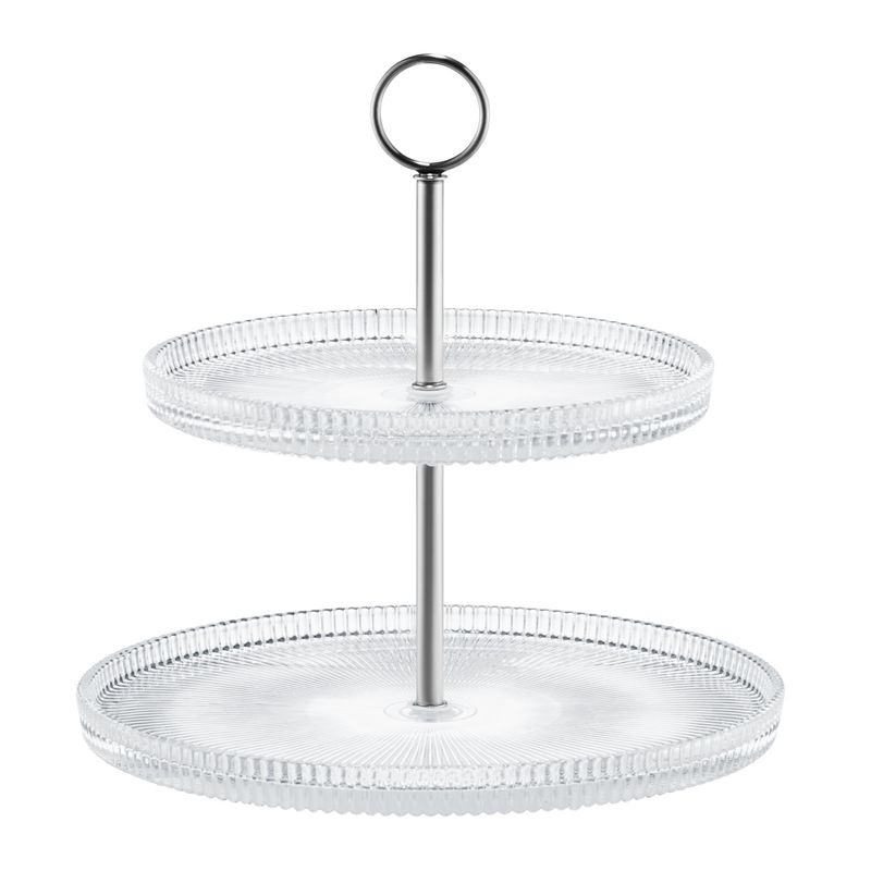 Casa si Gradina - Bucatarie si vesela - Vesela si tacamuri - Vesela desert - Suport prajituri etajat, 2 nivele, sticla, argintiu, AMBITION Curly - Infinity.ro