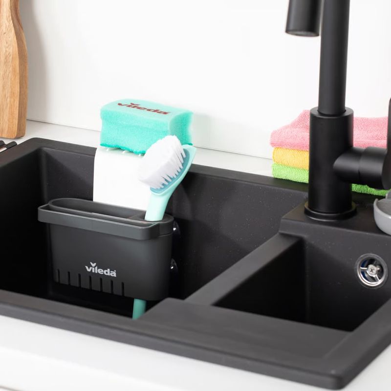 Casa si Gradina - Bucatarie si vesela - Organizare si depozitare bucatarie - Suporturi tacamuri si vase - Suport chiuveta pentru burete si perii, VILEDA Easy Kitchen - Infinity.ro
