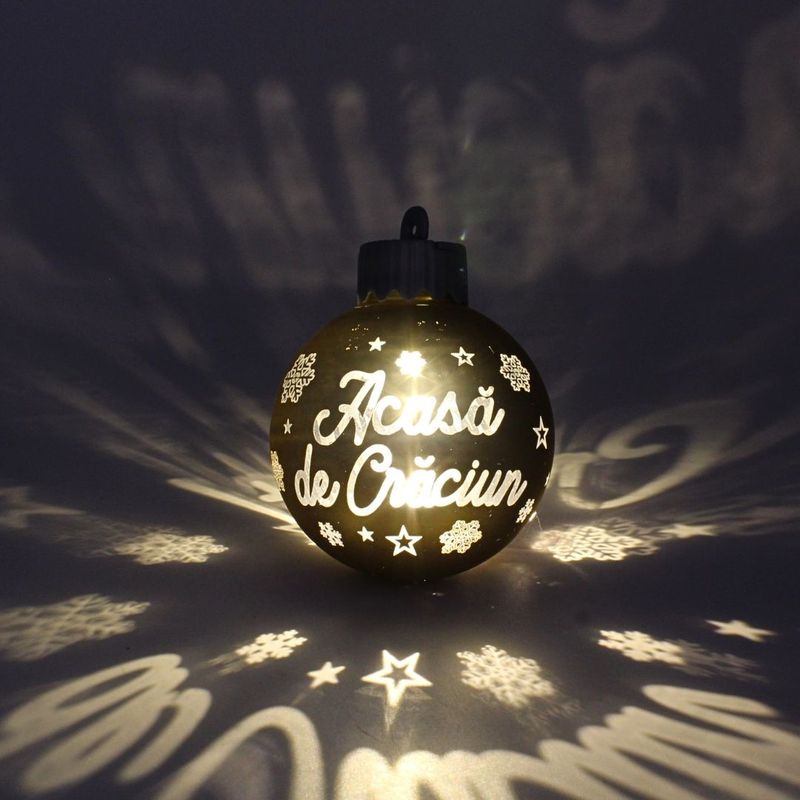 Casa si Gradina - Decoratiuni - Decoratiuni de sezon - Glob de Craciun, cu led, culoarea auriu, mesaj „Acasa de Craciun" - Infinity.ro