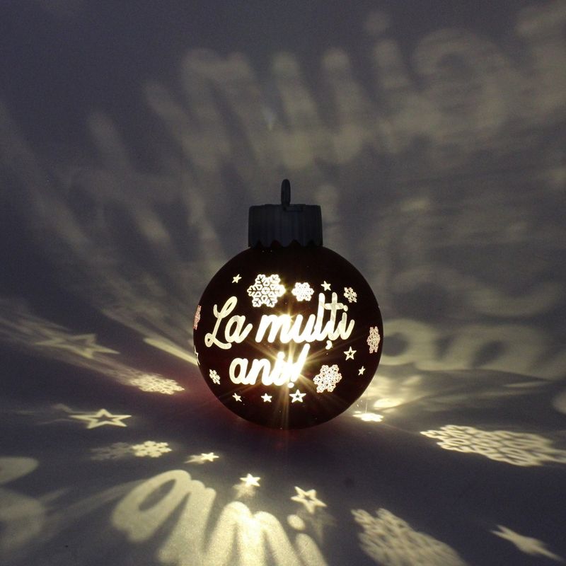 Casa si Gradina - Decoratiuni - Decoratiuni de sezon - Glob de Craciun, cu led, culoarea rosu, mesaj „La multi ani!" - Infinity.ro