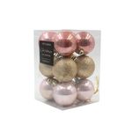 Casa si Gradina - Decoratiuni - Decoratiuni de sezon - Set 12 globuri, de Craciun roz si auriu, 6 cm, Xmas Magic - Infinity.ro