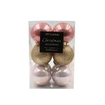 Casa si Gradina - Decoratiuni - Decoratiuni de sezon - Set 12 globuri, de Craciun roz si auriu, 6 cm, Xmas Magic - Infinity.ro