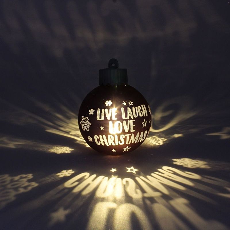 Casa si Gradina - Decoratiuni - Decoratiuni de sezon - Glob de Craciun, cu led, culoarea roz, mesaj „Live Laugh Love Christmas" - Infinity.ro