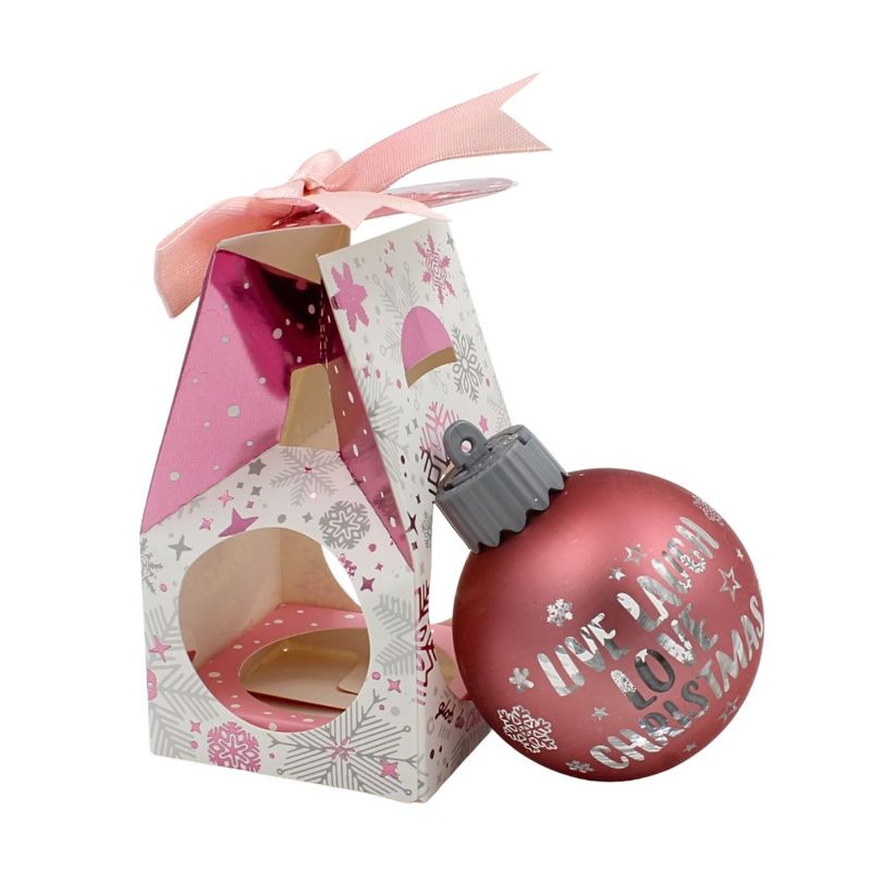 Casa si Gradina - Decoratiuni - Decoratiuni de sezon - Glob de Craciun, cu led, culoarea roz, mesaj „Live Laugh Love Christmas" - Infinity.ro