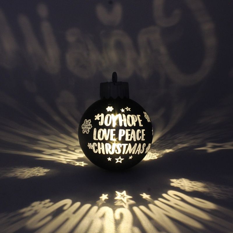 Casa si Gradina - Decoratiuni - Decoratiuni de sezon - Glob de Craciun, cu led, culoarea gri, mesaj „Joy • Hope • Love • Peace • Christmas" - Infinity.ro
