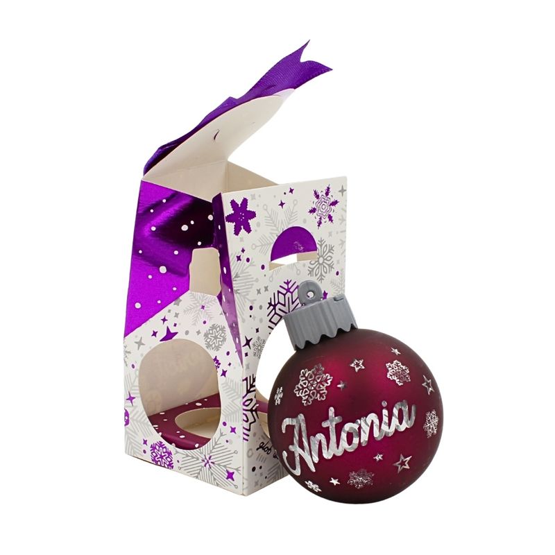 Casa si Gradina - Decoratiuni - Decoratiuni de sezon - Glob de Craciun, cu led, culoarea visiniu, nume „Antonia" - Infinity.ro