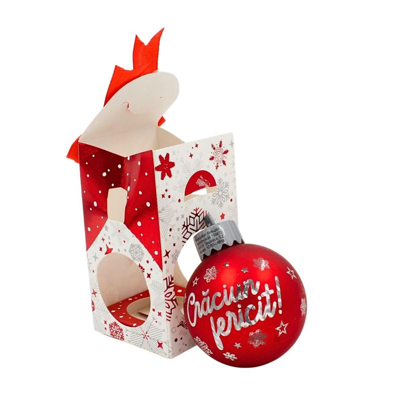 Casa si Gradina - Decoratiuni - Decoratiuni de sezon - Glob de Craciun, cu led, culoarea rosu, mesaj „Craciun fericit!" - Infinity.ro