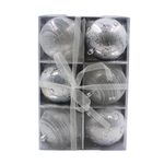 Casa si Gradina - Decoratiuni - Decoratiuni de sezon - Set 6 globuri, de Craciun, argintii cu sclipici, 8 cm - Infinity.ro