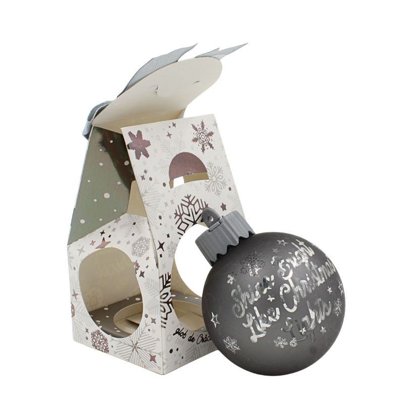 Casa si Gradina - Decoratiuni - Decoratiuni de sezon - Glob de Craciun, cu led, culoarea gri, mesaj „Shine Bright Like Christmas Lights" - Infinity.ro