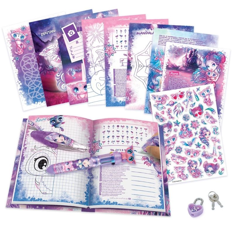 Carti si Birotica - Carti - Carti pentru copii - Activitati extracurriculare - Set papetarie Nebulous Stars – 216 piese, kit creativ fete 7 ani, cu jurnal secret, stickere, accesorii si rechizite - Infinity.ro