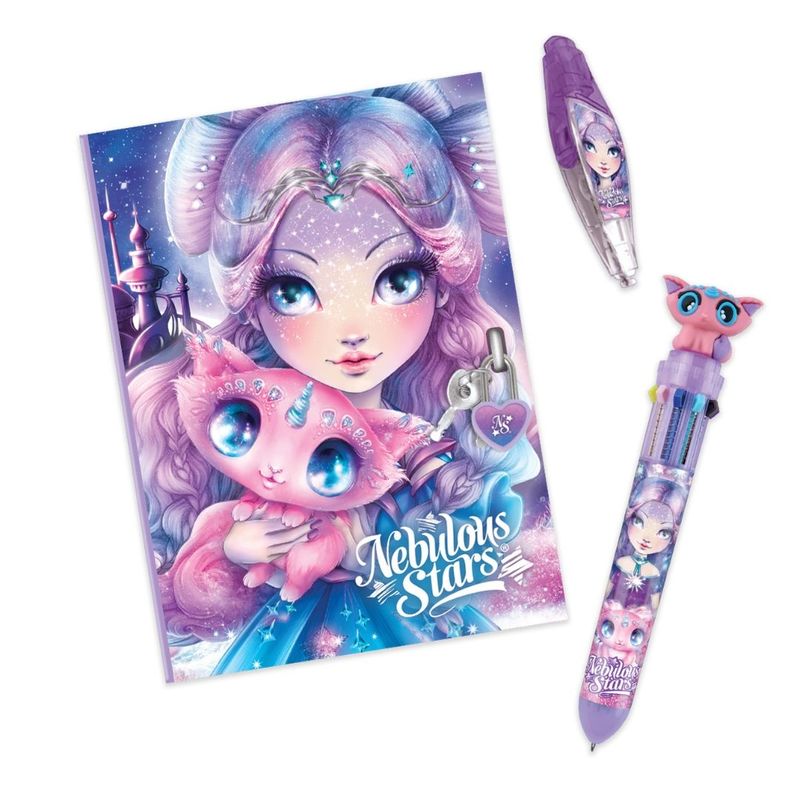 Carti si Birotica - Carti - Carti pentru copii - Activitati extracurriculare - Set papetarie Nebulous Stars – 216 piese, kit creativ fete 7 ani, cu jurnal secret, stickere, accesorii si rechizite - Infinity.ro
