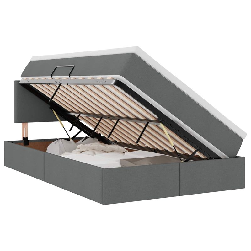 Casa si Gradina - Mobilier - Paturi si accesorii - Paturi - Pat cu saltea si LED Gri inchis 120 x 190 cm Poliester - Infinity.ro