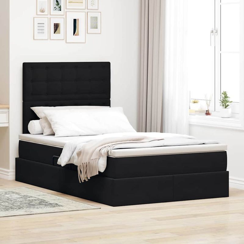 Casa si Gradina - Mobilier - Paturi si accesorii - Paturi - Pat cu saltea si LED cu saltea Negru 120 x 190 cm Catifea - Infinity.ro