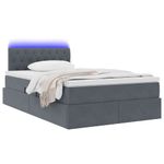 Casa si Gradina - Mobilier - Paturi si accesorii - Paturi - Pat cu saltea si LED cu saltea Gri inchis 120 x 190 cm Catifea - Infinity.ro