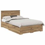 Casa si Gradina - Mobilier - Paturi si accesorii - Paturi - Cadru de pat Stejar Artizanal 120 x 190 cm Lemn compozit - Infinity.ro